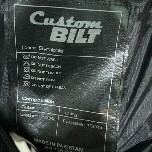 CUSTOM BILT BLACK LEATHER MOTORCYCLE MOTORS BIKER JACKET - SIZE SMALL - Picture 10 of 17